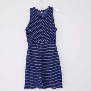 Old Navy Navy Blue Striped Chevron Fitted Bodycon Dress Size Medium Stretchy